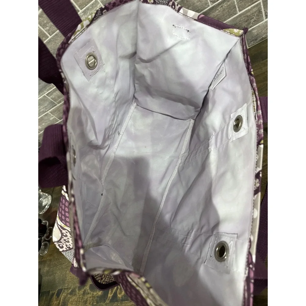 Thirty-One Organizing Utility Tote Purple Paisley Print 7 Pockets Storage Bag